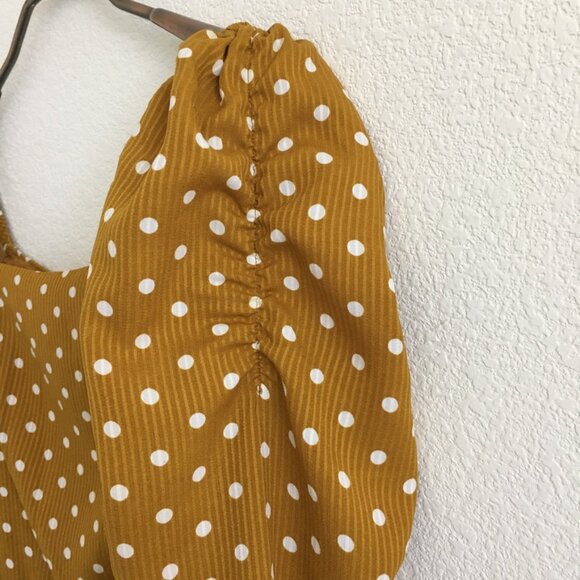 Whiteroom + Cactus Womens M Above Knee Dress Mustard Yellow & White Polka Dots - Picture 5 of 16